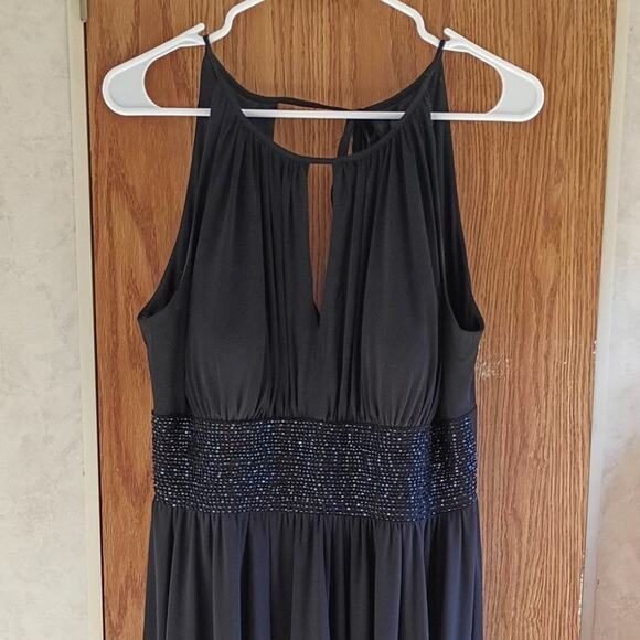 RM Richards Beaded Empire Waist Black Dress Sz 8 Sexy Low Cut Evening Cocktail - Picture 9 of 11